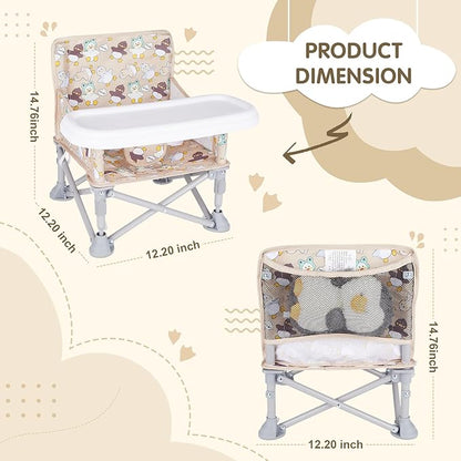 Portable Booster Seat,Toddler Baby Seat with Tray for Dining Table Compact Floor Chair for Camping Lawn Beach Babies Travel 6-36 Months