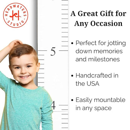 Wooden Ruler Growth Chart for Kids, Boys and Girls - Height Chart & Height Measurement for Wall - Kids Nursery Wall Decor and Room Hanging Wall Decor - Love Grows Here - White