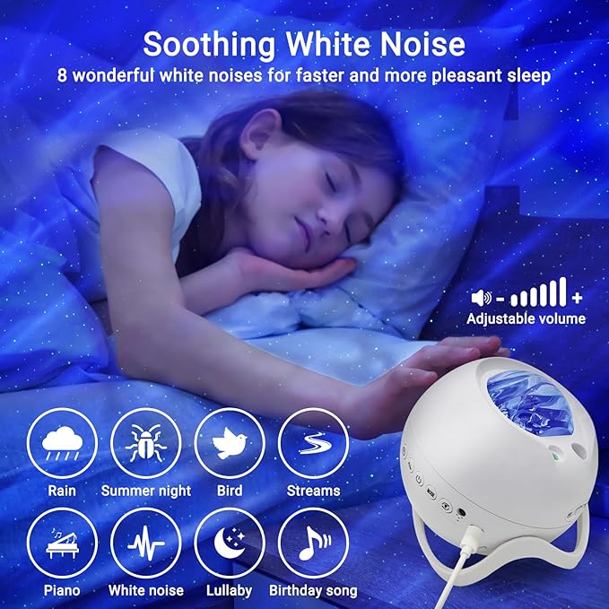 Star Projector,Northern Lights Projector,with Bluetooth Speaker, White Noise, Remote Control,Night Light,for Game Room, Adults, Family Gatherings,Galaxy Projector Bedroom