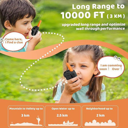 Vvinca Kids Walkie Talkies Rechargeable Toys Gifts for Ages 3 4 5-7 8-12 Year Old Boy Girl Halloween with Flashlight 22 Channel 2 Way Radio, 3 KM Long Range Walkie Talkie for Adventure Game Camping