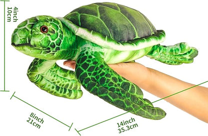 Realistic Big Sea Turtle Stuffed Animal,Plush Turtle Toys,Perfect Sea Turtle Present for Kids, Stuffed Animals Toys,Birthday,Christmas-14 inch