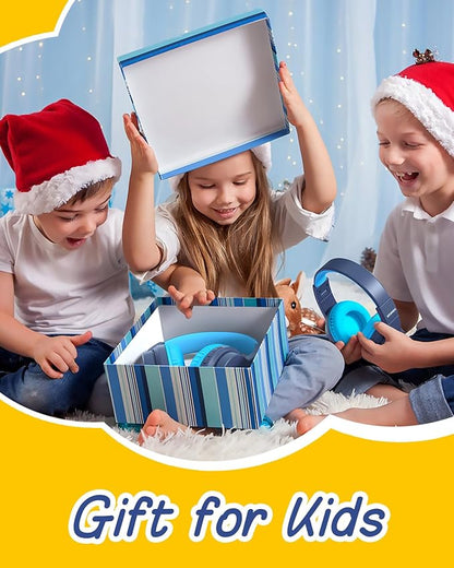 seenda Kids Bluetooth Headphones, Colorful Wireless Over Ear Headset with 85dB/94dB Volume Limited, 45H Playtime, 3 Lighting Modes, Built-in Mic Headphones for Boys Girls iPad Tablet School Dark Blue