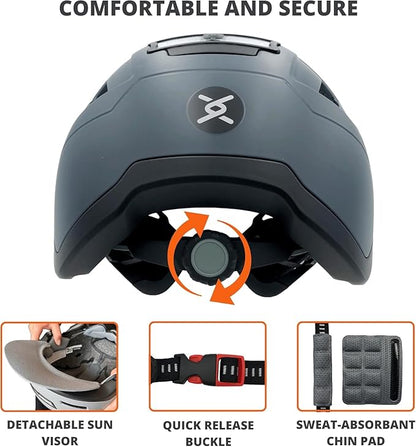 Kid Bike Helmets for Boys and Girls | Fit Head 51-54cm Circumference | CPSC & NTA-8776 Dual Certified | Multi-Sport Helmets with LED Lights, Magnetic Buckle, Detachable Visor