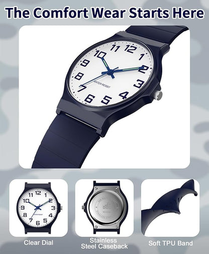 Kids Analog Watch Boys Girls, 30M Waterproof, Sports Watch for Boys, Easy to Read Children's Thin Dial Wrist Watches with Soft Band, for Ages 5-15 Kids Great Birthday Gifts Christmas Day