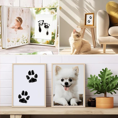 6" x 4" Large Size Baby Inkless Handprint and Footprint Kit with 4 Ink Pads and 8 Imprint Cards by PChero, Ideal for Family Keepsake Newborn Registry Baby Shower Present (Ink Area: 4.9" x 3.14")