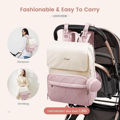 LOVEVOOK Diaper Bag Backpack, Baby Travel Bags for Boys & Girl, Toddler Waterproof Diaper Bag w/Changing Pad, Stroller Straps, Pacifier Case, Newborn Essentials Must Haves Mom