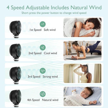 Momcozy 8000mAh Portable Stroller Fan, 27H Ultra-long Life Detachable 4 Speed 360°Rotate LED Night Light with 2 Modes, USB Rechargeable Handheld Cooling Fan for Travel/Bedroom/Car Seat