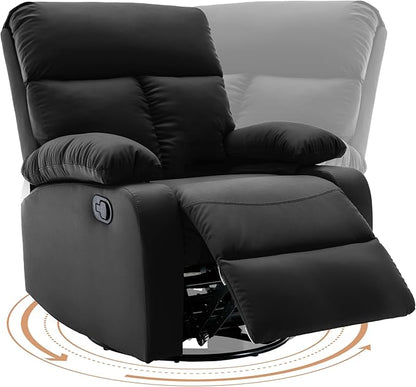 Swivel Rocker Recliner, Rocking Recliners Chair for Small Spaces, Small Rocker Recliner Chair, Nursery Rocking Chairs for Living Room, RV, Nursery, Black