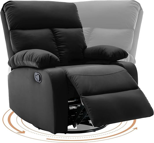 Swivel Rocker Recliner, Rocking Recliners Chair for Small Spaces, Small Rocker Recliner Chair, Nursery Rocking Chairs for Living Room, RV, Nursery, Black