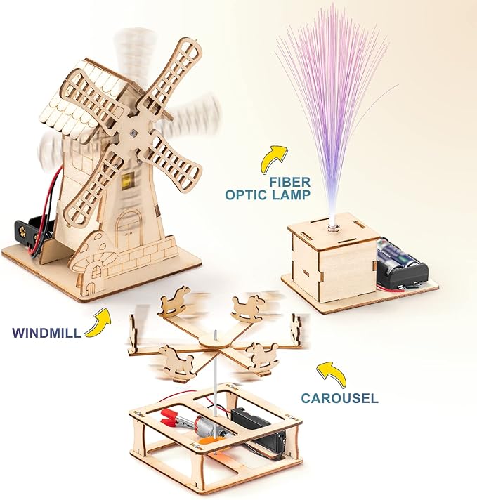 Yutin 5 Individual STEM Science Kits for Kids, Wood Arts and Craft Kits, STEM Toys for Boys Girls Age 8-12 5-7 8 10 12 13 14 Gift Idea, 3D Puzzles Building Engineering Model Set