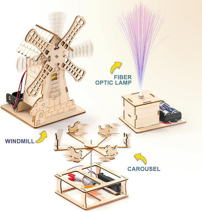 Yutin 5 Individual STEM Science Kits for Kids, Wood Arts and Craft Kits, STEM Toys for Boys Girls Age 8-12 5-7 8 10 12 13 14 Gift Idea, 3D Puzzles Building Engineering Model Set