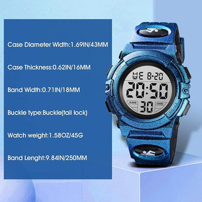 Kids Watch,Boys Watch for 3-15 Year Old Boys,Digital Sport Outdoor Multifunctional Chronograph LED 50 M Waterproof Alarm Calendar Analog Watch for Children with Silicone Band,Kids Gift