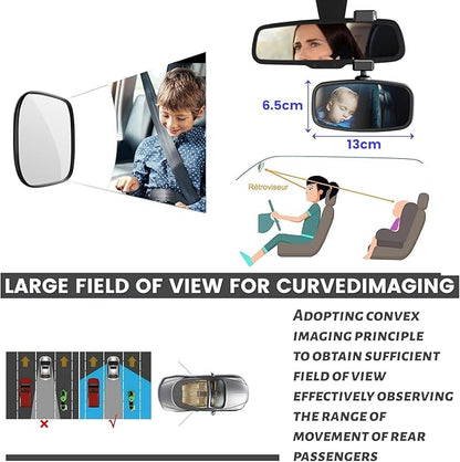 360-Degree Baby Car Mirror for Rear-Facing Seats,Kids Safety Mirrors with Tool-Free Installation,Kids Rear View Mirror BPA-Free Shatterproof & ASTM Certified (Adjustable 14"-22") (1 pack)