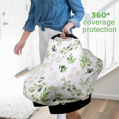 Nursing Cover Breastfeeding Scarf, Car Seat Covers for Babies Infant Carseat Canopy, Stretchy Soft Breathable Multi-Use Cover Ups for Stroller High Chair Shopping Cart, Baby Essentials for Summer