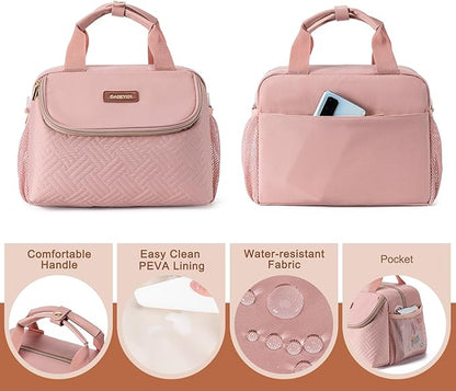 Breastmilk Cooler Bag with Ice Pack Fits 6 Baby Bottles up to 9 Ounce, Wearable Breast Pumps Cooler Bag for Nursing Mom Daycare, Work, Travel- Pink