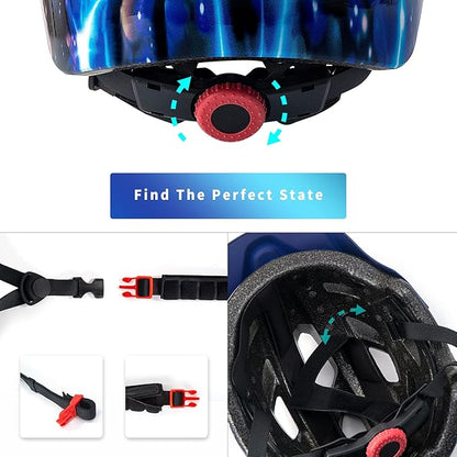 OnBros Kids Bike Helmet - Bike Helmets for 5-14 Boys or Girls with Visor, Children Bicycle Helmet for Skateboard Mountain Scooter Road Cycling, Lightweight and Adjustable 50-57CM