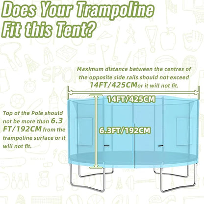 Gardenature 10FT/12FT/14FT Trampoline Tent(Tent Only), Fit Round Trampolines, Shade Cover with LED Light, Outdoor Trampolien Accessories, Anti-Tear, Beige