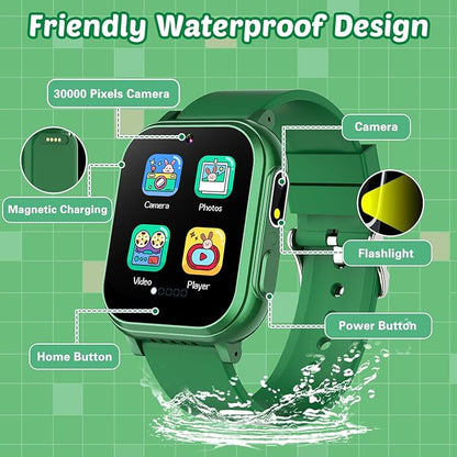 Waterproof Smart Watch for Kids Boys Toys Age 5-12 with 32 Games, Dual Camera, Habit Tracking, Music Player, Video, Alarm Clock, HD Touchscreen Kids Smart Watch Gift for Kid Age 6 7 8 9 10
