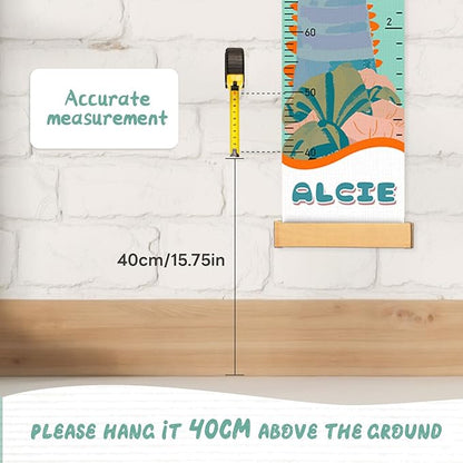 Personalized Name Growth Chart for Kids, Cute Dinosaur Baby Height Chart, Canvas Height Measuring Rulers for Boys Girls, Nursery Decor Baby Boy Girl Growth Ruler Measuring Board
