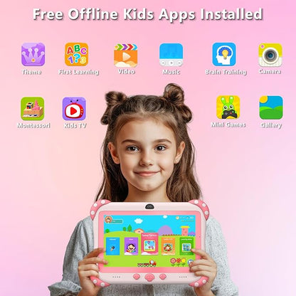 Kids Tablet 7 inch Tablet for Kids Wifi Kids Tablets 32G Android 10 Dual Camera Educational Games Parental Control, Toddler Tablet with Kids Software Pre-Installed Kid-Proof YouTube Netflix (Pink)