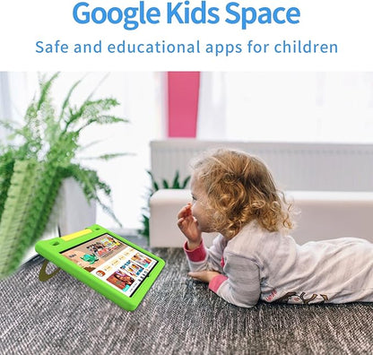 JREN Kids Table 10.1" ｜Android 14 Tablet for Kids｜64GB Storage｜Octa-Core｜WiFi ｜Cameras｜Parental Control｜Kids Content｜Case Included Great Gift for Children Ages 3-12 Years Old Green