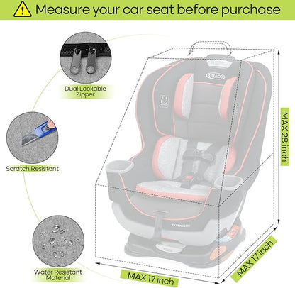 Padded Car Seat Travel Bag for Airplane, Heavy Duty Backpack for Air Travel, Water-Resistant Carrier with Shoulder Strap, Fits Most Car Seats (Grey+Black)