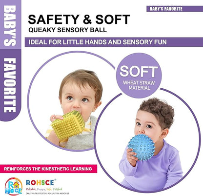 Soft Spiky Sensory Balls - No Hole Wheat Straw Soft Toys for Toddlers 1-3 Multicolor Bath Gifts Montessori Toys Baby Balls 6 to 12 Months, Swimming Pool Beach Shower Baby Toy