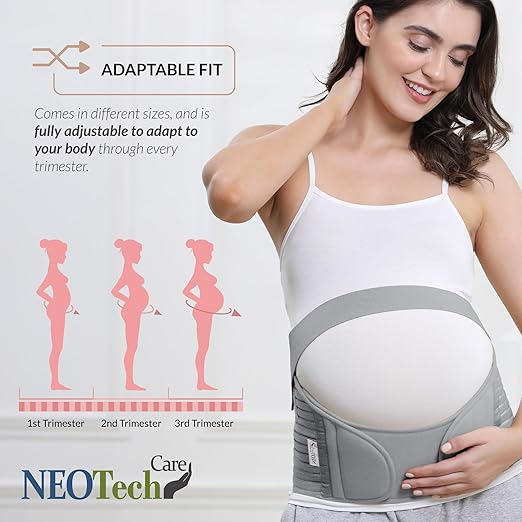 NeoTech Care Pregnancy Support Maternity Belt, Waist/Back/Abdomen Band, Belly Brace (Size XL, Grey Color)