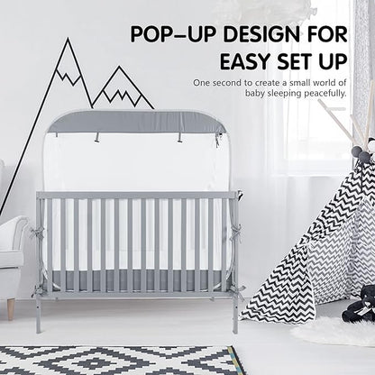 Porayhut Portable Baby Crib Net Safety Mesh Tent,Pop up Infant Mosquito Net, See Through Canopy Netting Cover for Baby&Toddler to Keep Baby from Climbing Out.