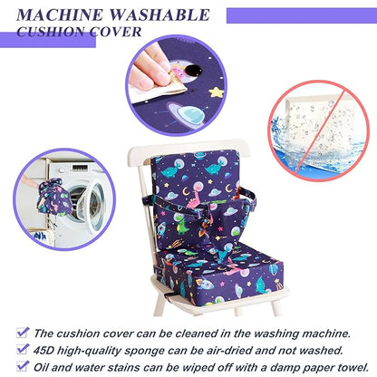 Toddler Booster Seat for Dining Table, Dinosaur Booster Seat for Table with Backrest and Adjustable Seat Belts Non-Slip Bottom Portable Booster Seat Increasing Cushion for Kid Baby Eating Travel Home