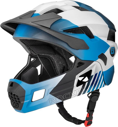 ROCKBROS Kids Bike Helmet Adjustable Detachable Full Face Bike Helmet for Children Bicycle, Skateboard, Scooter, Protective Gear