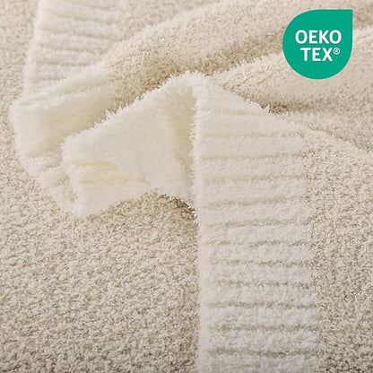 NEXHOME PRO Super Soft Blanket for Women, Cozy Blanket Warm Reversible Knit Lightweight Throws for Couch, Sofa Bed, Picnic, Heather Ivory, 50 x 60 inches