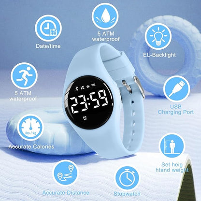 Kids Watches for Girls Boys Digital Sport Watch with Step Counter Pedometer Vibration Alarm Clock, No App Waterproof Fitness Tracker Kids Watch Boys Girls Teens Students Ages 5-16