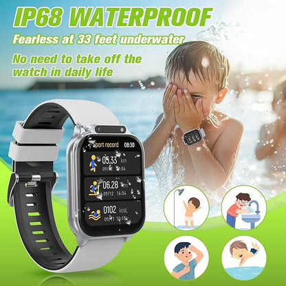 Smart Watch for Kids 1.85" with Fitness Tracker, Sleep Monitor, 22/100+ Sport Modes, DIY Dial, IP68 Waterproof, Step Counter, Heart Rate, Camera, with/Without APP, Gift for 3-12 Years Old Boys Girls