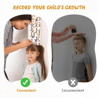 Customize Name Growth Chart Wall, Cute Letters Canvas Height Chart for Kids, Height Indicator Tape Ruler Growth Chart Decor, Toddler Room Decoration, Baby Measuring Board