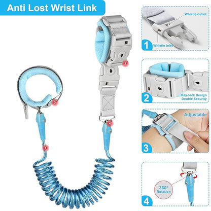 Accmor Reflective Toddler Belt Leash, 2 in1 Anti Lost Wrist Link for Baby, kid Anti Lost Waist Band Child Leash with Lock for Boys Girls, Child Walking Harness Wristband Rope Tether for Outdoor Travel
