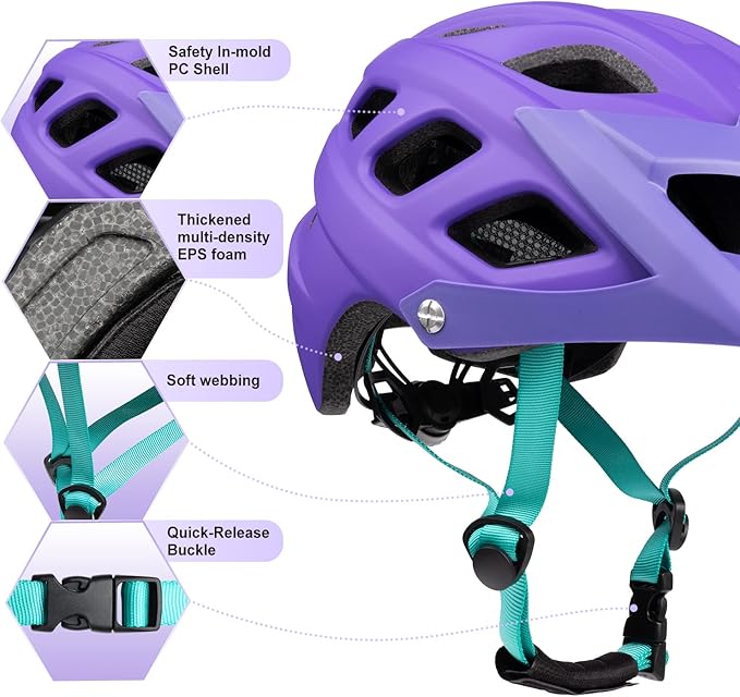 Kids Bike Helmet, SIFVO Kids Helmet 8+ Boys and Girls Bike Helmet with Cool Visor, Bike Helmets for Kids, Youth Bike Helmet Kids Mountain Bike Helmet Lightweight and Sturdy【55-58cm】