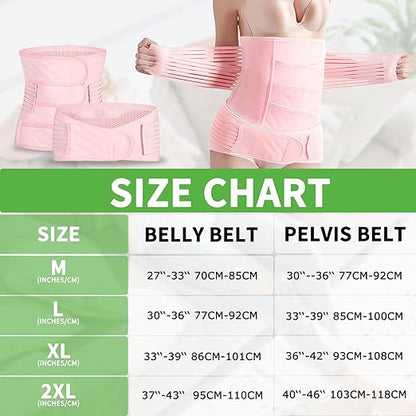 2 in 1 Postpartum Belly Band Wrap Pink, C-Section Support Belt XX-Large, Post Partum Support Recovery Waist/Pelvis Belt, Hysterectomy Belly Band Binder Girdle Stomach
