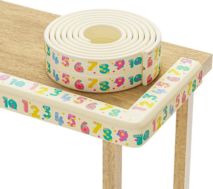 Edge Protector for Baby 6.5ft Soft Protective Foam Cushion Furniture Edge and Corner Guards Baby Child Proofing Cartoon Digital Pattern Odorless Safe for Table,Fireplace,Countertop
