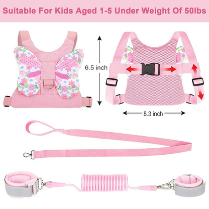 Accmor 3 in 1 Toddler Harness Leashes + Anti Lost Wrist Link, Kids Harness Children Leash for Girls, Child Anti Lost Leash Baby Cute Harness Belt Strap Hold Kids Close While Walking