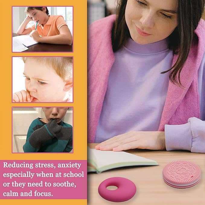Chew Necklaces for Sensory Kids, Silicone Chewy Necklace for Children with Autism, ADHD, SPD, Chewing, 6 Pack Autism Sensory Toys