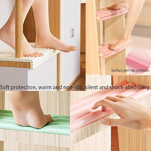 Bunk Bed Ladder Pads,Self-Adhesive Bunk Bed Ladder Cover Foam Padding,Traction Treads for Stair Steps,Soft Extra-Wide Edge Protector,Furniture 6.5 Ft Gray