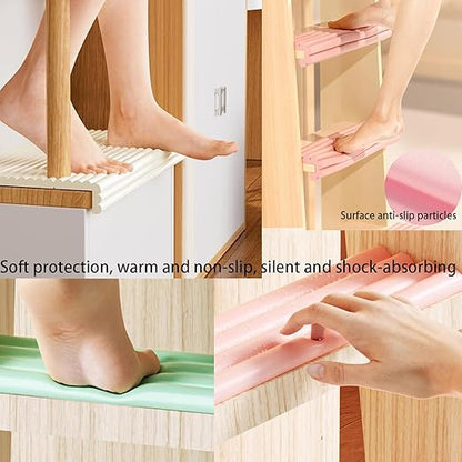 Bunk Bed Ladder Pads,Traction Treads for Stair Steps,Soft Extra-Wide Edge Protector,Self-Adhesive Bunk Bed Ladder Cover Foam Padding,Furniture 16.5 Ft Brown