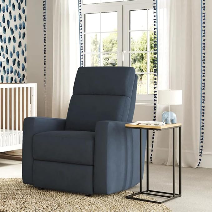 Nurture& The Glider Premium Power Recliner Nursery Glider Chair with Adjustable Head Support | Designed with a Thoughtful Combination of Function and Comfort | Built-in USB Charger (Navy)