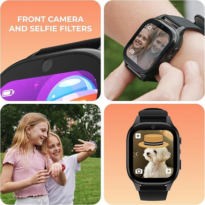 PlayZoom 4 Kids Smartwatch, Educational Tech Toy – 25+ Games, Selfie Camera, Audiobooks, Step Tracker, Water‑Resistant, Parental Controls, Long Battery, Ages 4‑12, Pink Donuts