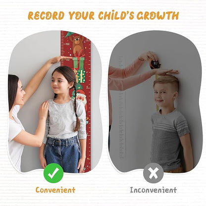 Personalized Name Growth Chart Wall Decor for Kids – Canvas Removable Height Chart Measuring Ruler 59" x 7.9" （Santa Claus Gifts）