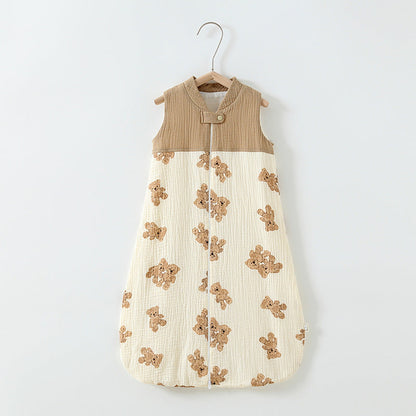 Baby Sleeping Bag Double Layer Patchwork Stand-up Collar Gauze Waistcoat Sleeping Bag