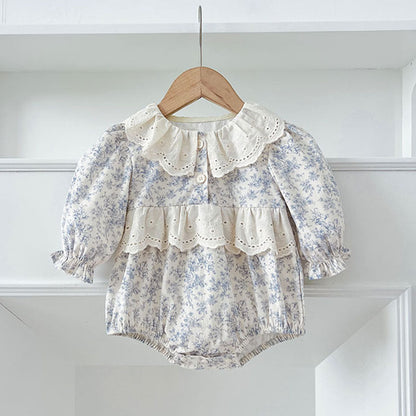 Baby Floral-print Round-neck Long-sleeve Onesie