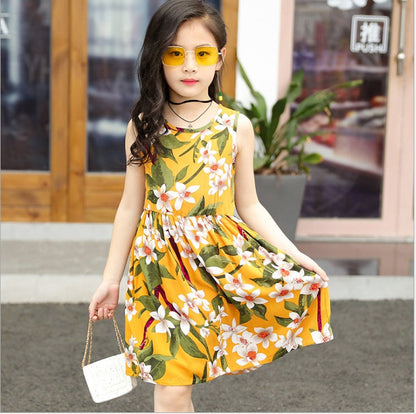 New tie dye layered cute Summer cotton silk dress floral dress for girls