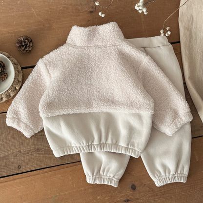 Baby And Toddler Lambswool Stand-up Collar Half-zip Sweater